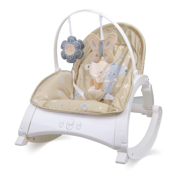 Lorelli Enjoy rezgő-zenélő baba pihenőszék - Za Za Beige Bears