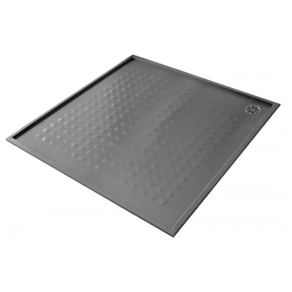 Vandálbiztos zuhanytálca akadálymentes zuhanyzóba 90x90 cm-es, r.m. acél, selyem, 1,5 mm falvastagság