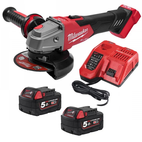 Milwaukee M18 FSAG125XB-502X akkus Rapidstop sarokcsiszoló 2x5.0Ah akkuval és töltővel