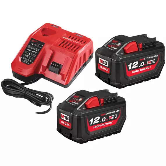 Milwaukee M18 HNRG-122 akku és töltő szett, 2x12.0Ah akku+M12-18FC töltő