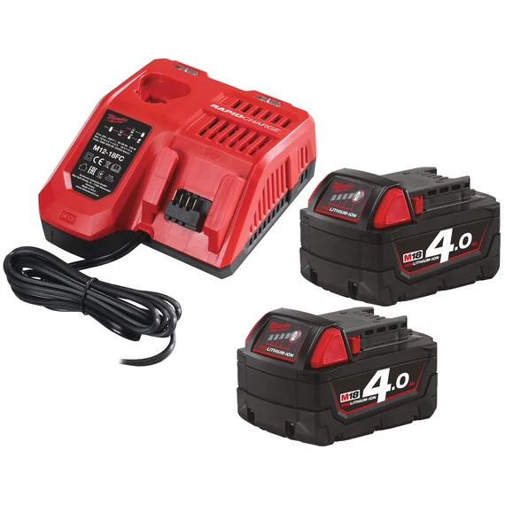 Milwaukee M18 NRG-402 akku és töltő szett, 2x4.0Ah akku+M12-18 FC töltő