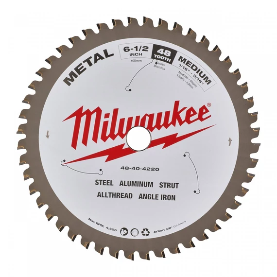 Milwaukee körfűrészlap gérvákókhoz, fémhez, 165mm, 48 fog