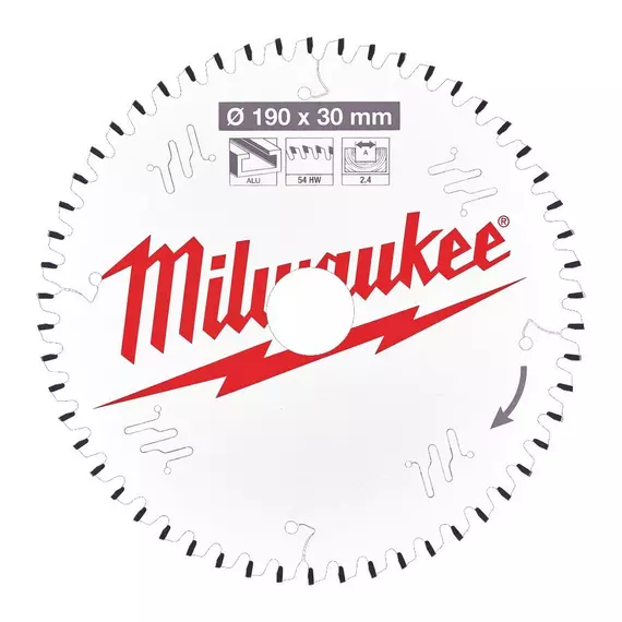 Milwaukee körfűrészlap hordozható gépekhez, alu, 190x30mm, 54 fog