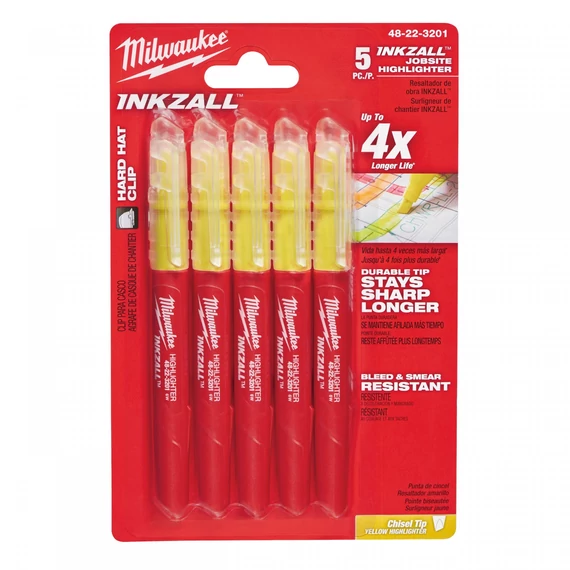Milwaukee InkZall szövegkiemelő filc, sárga, 5db
