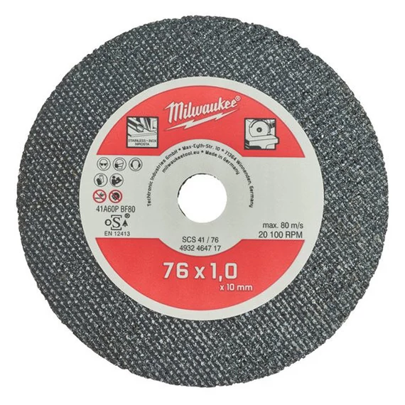 Milwaukee SCS 41/76 fémvágó tárcsa, egyenes, vékony, 76x1.0mm, 5 db