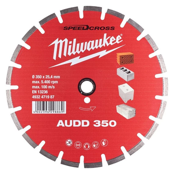 Milwaukee AUDD 350 gyémánt vágótárcsa, 350mm