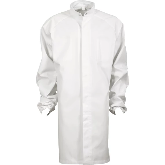 Élelmiszeripari férfi köpeny, gumírozott mandzsettával, fehér, 52