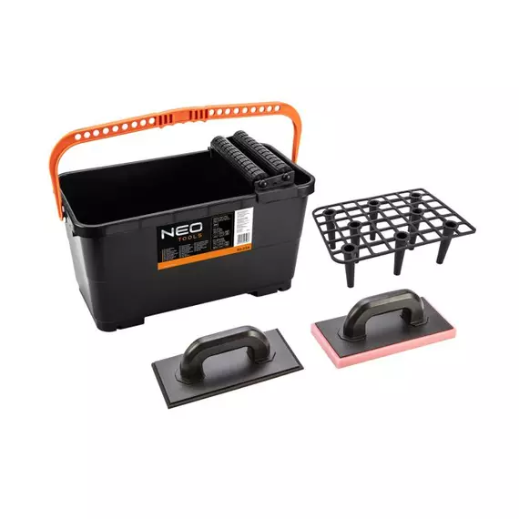 Neo Tools burkoló-csempéző készlet, vödör 24L, simítók, 4 részes