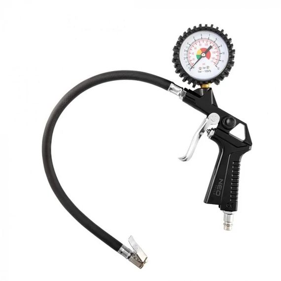 Neo Tools kerékfúvató pisztoly nyomásmérővel, 12 bar, 63mm