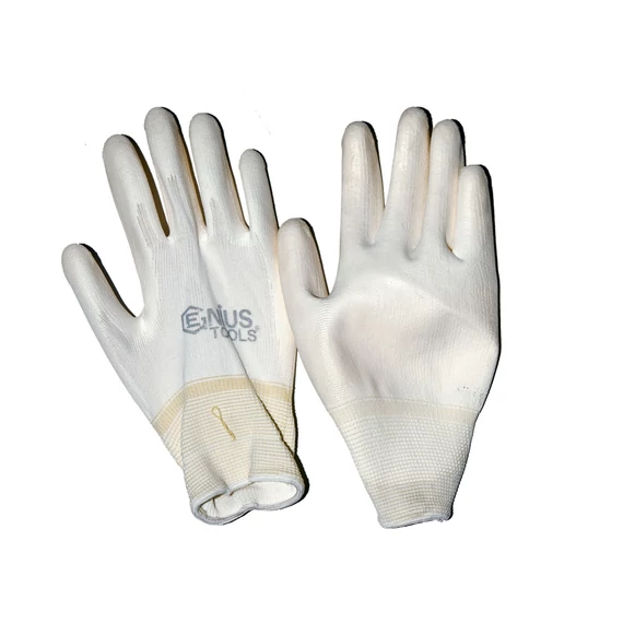 NMSafety PU tenyérmártott, poliészter kesztyű (EN 3131), fehér, XXXL-es