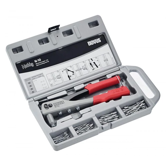 Novus N-10 szegecsbehúzó szerszám készlet kofferben, 2.4-5mm, 61db
