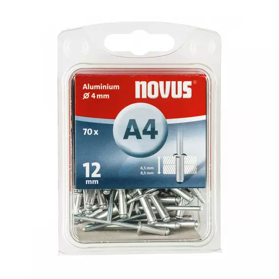 Novus alumínium popszegecs, A 4x12mm, 6.5-8.5, 70db