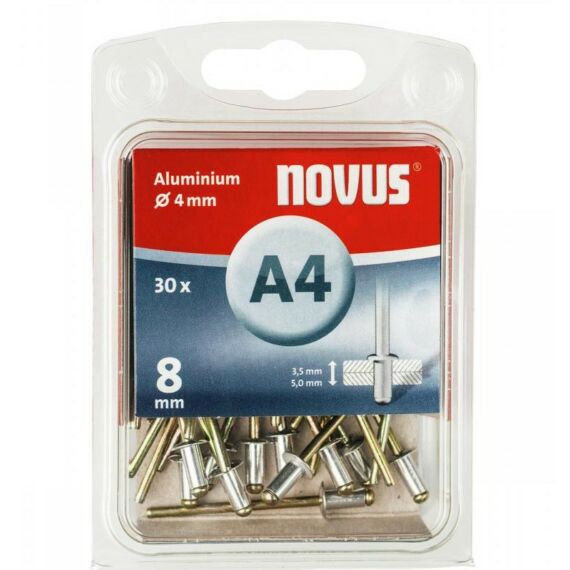 Novus alumínium popszegecs, A 4x8mm, 3.5-5.0, 30db