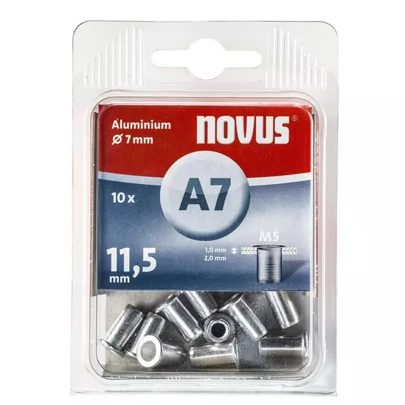 Novus popszegecs-anya, M5, A7x11.5mm, 1.0-2.0, 10db