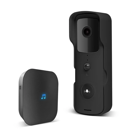Intelligens videó kaputelefon szett, Wi-Fi, akkus, fekete