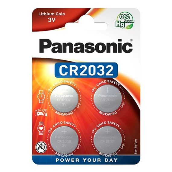 Panasonic gombelem lítium, CR2032L, 4db
