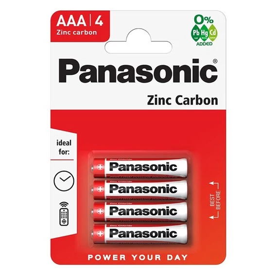 Panasonic Red Zinc 1.5V cink-carbon elem, AAA, 4db