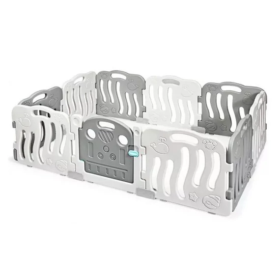 Műanyag babakarám, 10 elemes, szürke-fehér