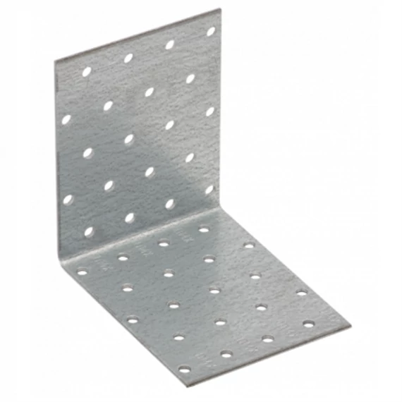 Perforált sarokösszekötő lemez, horganyzott, 100x100x80x2mm 