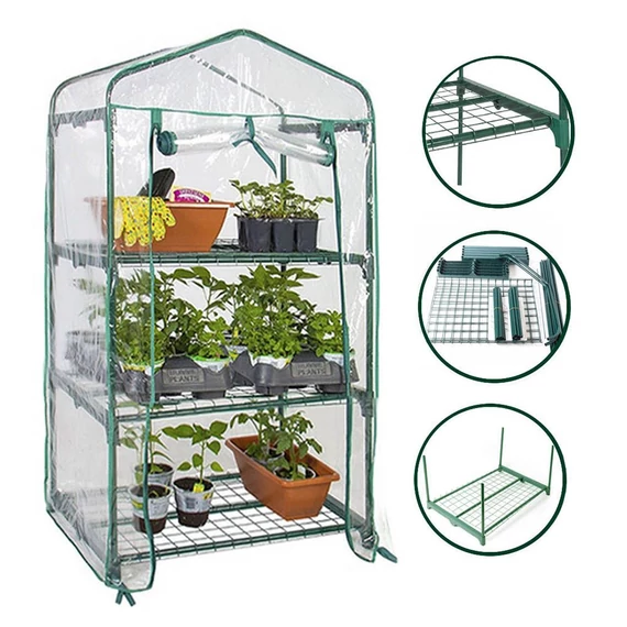 Mini melegház, mobil, fém-PVC, 69x49x126cm