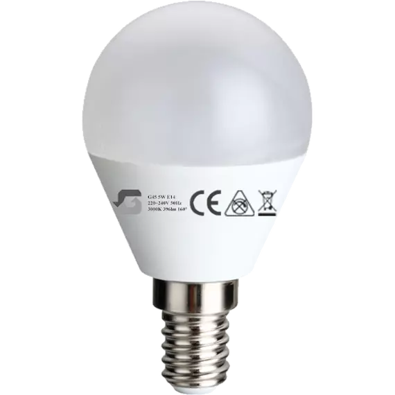 V-TAC mini gömb LED izzó, meleg fehér, E14, 5.5W, 470lm