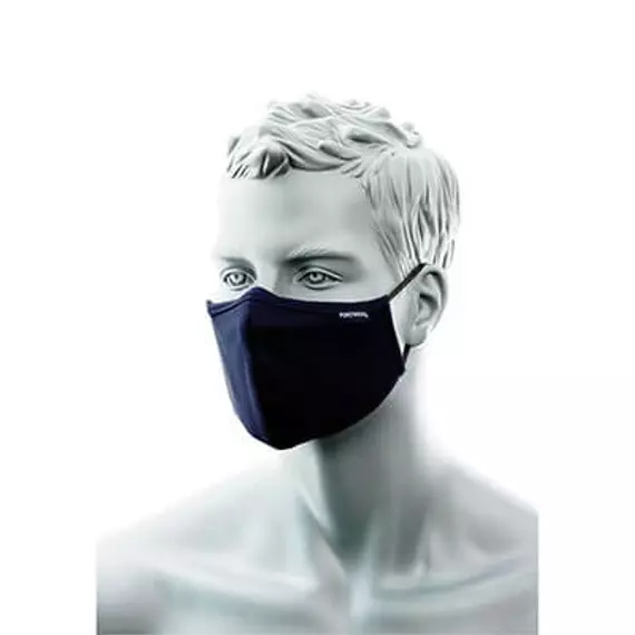 Kétrétegű antimikrobiális maszk, orrnyereg borítással, 25db, sötétkék