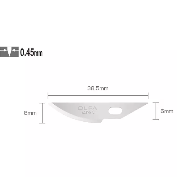 Olfa KB4-R/5 penge professzionális művészkéshez, íves, 38.5x8mm, 5db