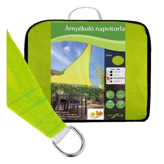 Napvitorla Zöld háromszög alakú 3,6x3,6x3,6 m