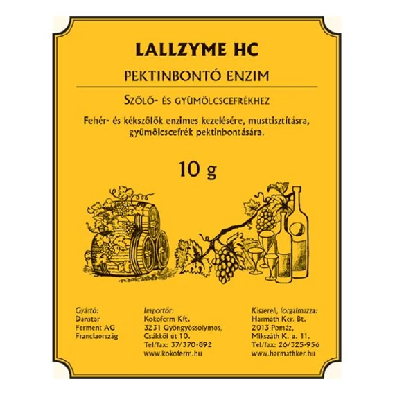 Pektinbontó enzim Lallzyme hc, szőlő és gyümölcscefrék feldolgozásához 10 g  10 db/gyűjtő