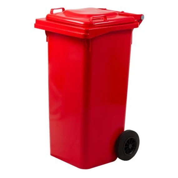 Szelektív szemetes kuka, kerekes, 240L, piros