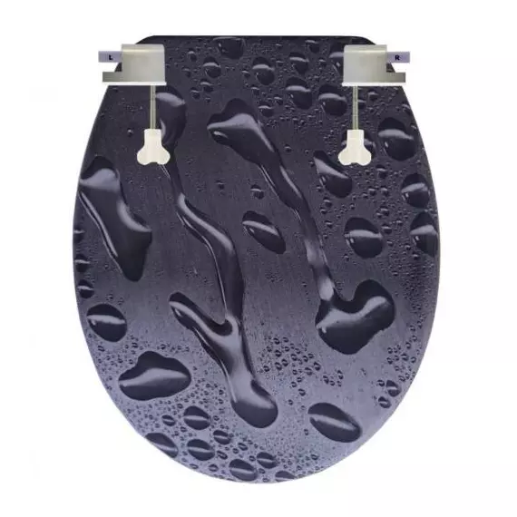 Duroplast műanyag WC ülőke, szürke vízcseppes