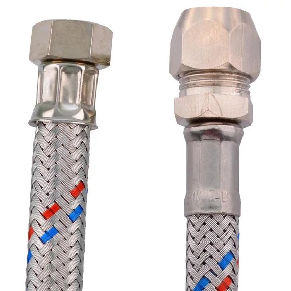 Roppantógyűrűs flexibilis bekötőcső víz-szerelvényekhez 40cm, 3/8&quot;