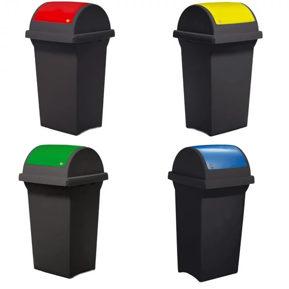 Szelektív szemetes kuka, műanyag, 50L, sárga