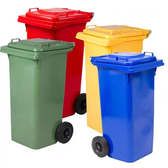 Szelektív szemetes kuka, műanyag, 80L, zöld
