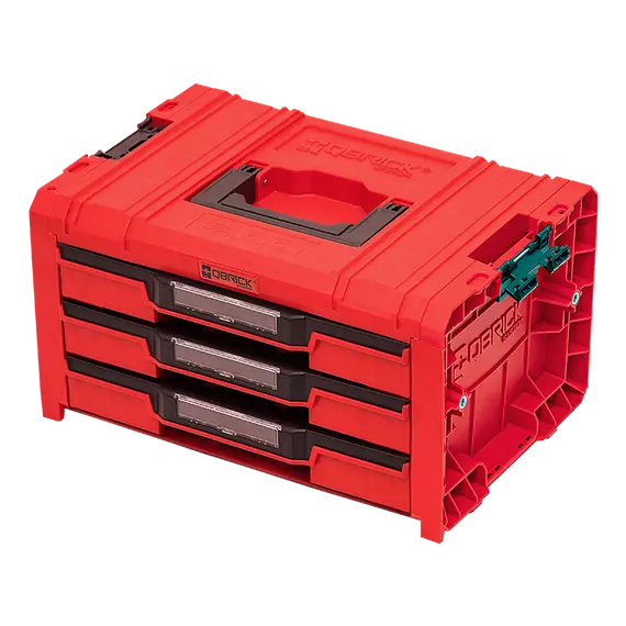 Qbrick System PRO Drawer 3 szerszámosláda, piros, 450x310x244mm