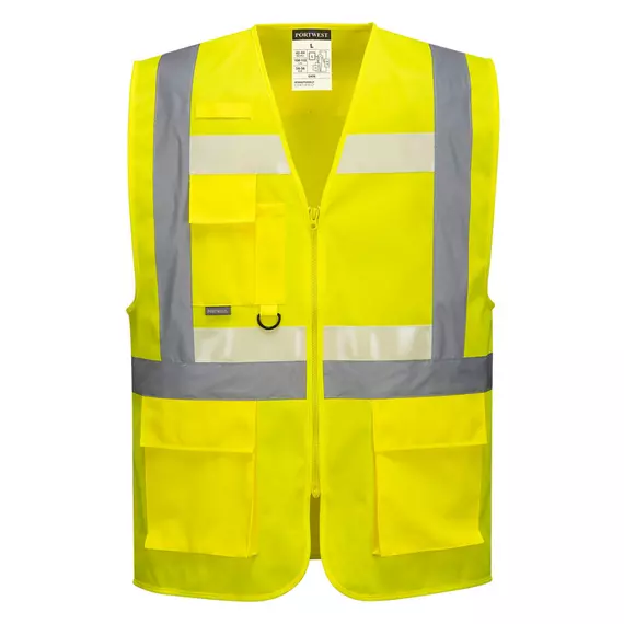 Portwest G456 Glowtex láthatósági, vezetői mellény Ezee zippzárral, sárga, M