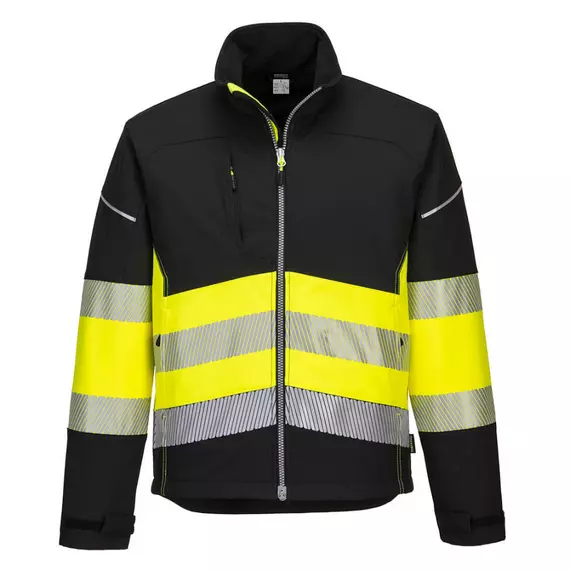 Portwest PW375 Hi-Vis Class 1 Softshell láthatósági kabát, sárga-fekete, 3XL