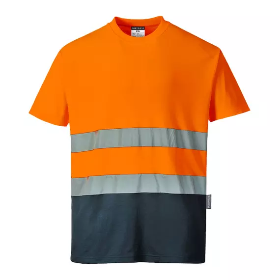 Portwest S173 kéttónusú, láthatósági pamut komfort póló, narancs, 3XL