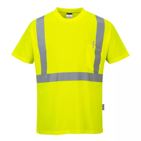 Portwest S190 Hi-Vis láthatósági póló zsebbel, sárga, 4XL