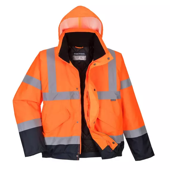 Portwest S266 Hi-Vis kéttónusú, láthatósági bomber kabát, narancs, L