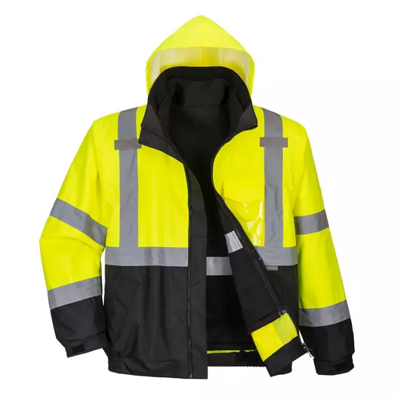 Portwest S365 HiVis Prémium 3In1-ben láthatósági bomber kabát, sárga, XL