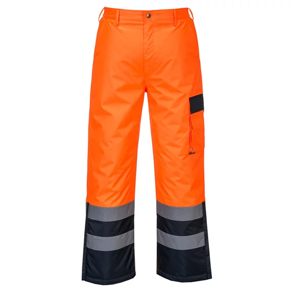 Portwest S686 Hi-Vis Contrast bélelt, láthatósági nadrág, narancs-kék, L