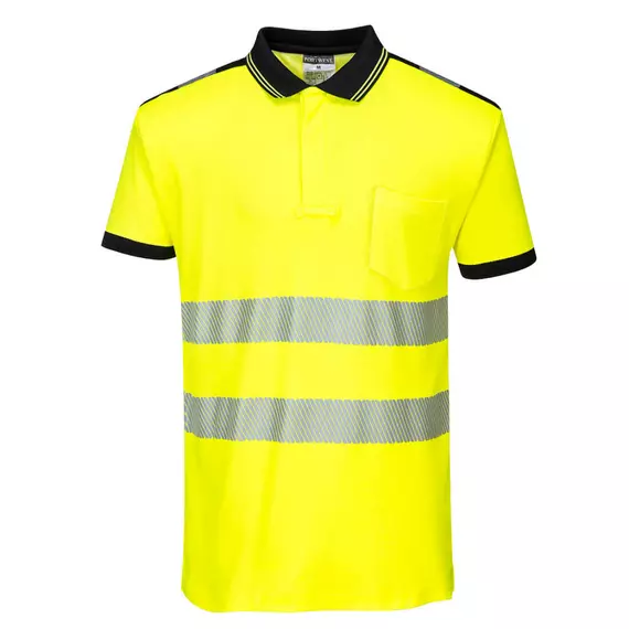 Portwest T180 Vision láthatósági galléros poló, sárga-fekete, 2XL