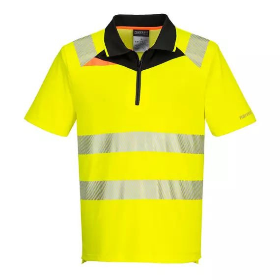 Portwest DX412 Hi-Vis jól láthatósági galléros poló, sárga-fekete, S