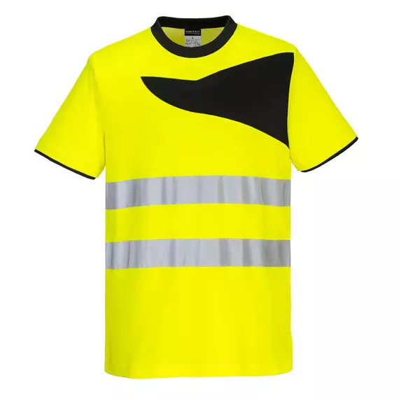 Portwest PW213 PW2 Hi-Vis lthatósági póló S/S, sárga-fekete, S