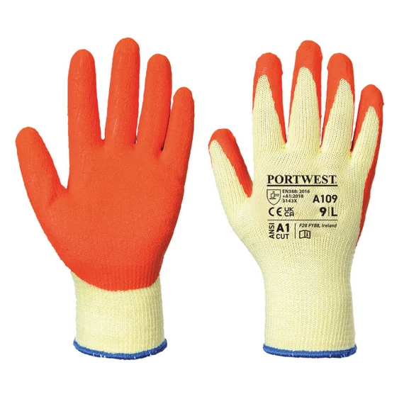 Portwest A109 mártott latex kesztyű, M (kisker csomagolás)