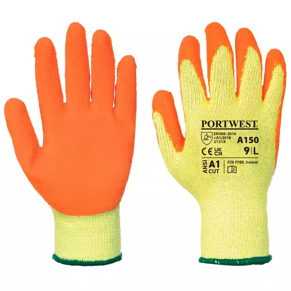 Portwest A150 Classic Grip latex kesztyű, narancs, L