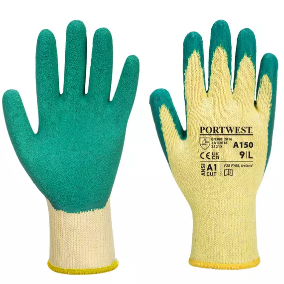 Portwest A150 Classic Grip latex kesztyű, zöld, M