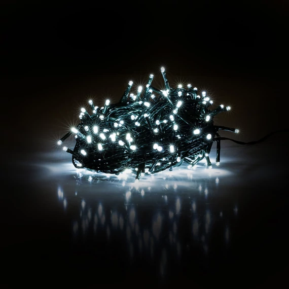 Retlux RXL 201 beltéri-kültéri fényfüzér, hideg fehér, zöld kábel, 50LED, 5m