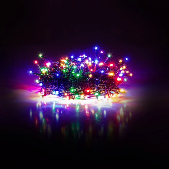 Retlux RXL 206 beltéri-kültéri fényfüzér, színes, zöld kábel, 100 LED, 10m